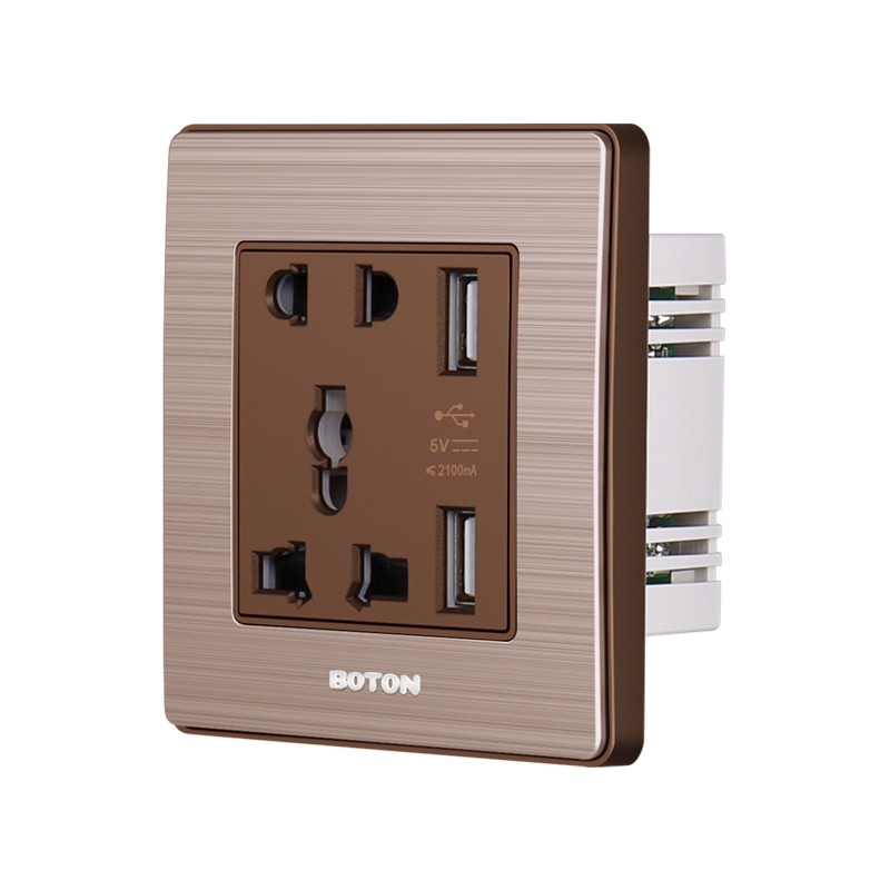 Prise universelle pour hôtel à 5 ​​broches avec 2 ports USB